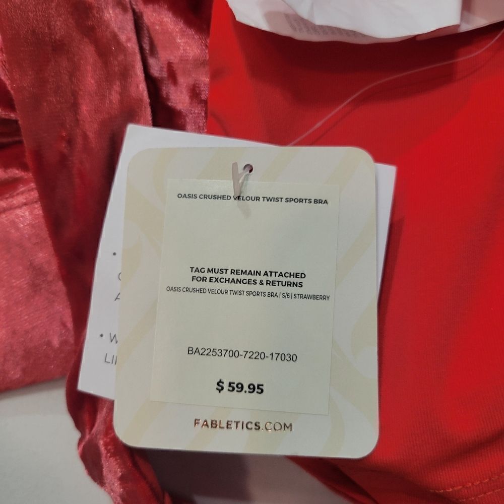 FABLETICS Oasis Crushed Velour Twist Sports Bra S NEW - Picture 6 of 9
